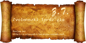 Zvolenszki Terézia névjegykártya